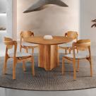 Conjunto Mesa de Jantar Helena Tampo Organico Laminado 4 Cadeiras Celeste Gold Natural Quartzo/Imbuia Marrom