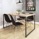 Conjunto Mesa de Jantar Industrial 4 Cadeiras Base Madeira Eames Yescasa Marrom/Natura/Preto