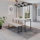 Conjunto Mesa de Jantar Industrial com 1 Banco - Branco/Preto