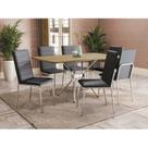 Conjunto Mesa de Jantar Loire com 6 Cadeiras Amsterdã Preto/Nogueira/Cromado