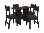 Conjunto Mesa de Jantar Milano 1,08m com 4 Cadeiras Amendoa/Preto - Poliman