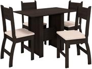 Conjunto Mesa de Jantar Milano 1,08m com 4 Cadeiras Amendoa/Savana - Poliman
