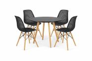 Conjunto Mesa de Jantar Moderna Leda 80 cm + 4 cadeiras Colmeia Furadinha, Preta