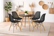 Conjunto Mesa de Jantar Moderna Leda 90 cm + 4 cadeiras Colmeia Furadinha, Preta