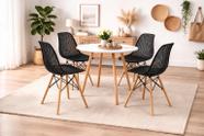 Conjunto Mesa de Jantar Moderna Leda 90 cm Branco + 4 cadeiras Colmeia Furadinha, Preto