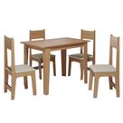 Conjunto Mesa de Jantar Nicoli com 4 Cadeiras Estofadas Delta Compacta, MDF/MDP 15mm, material sintético Mel Savana Sonetto