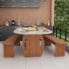 Conjunto Mesa de Jantar Off White com Vidro Laqueado e Bancos em MDF Premium Conjunto Mesa de Jantar Off White com Vidro Laqueado e Bancos em MDF Premium
