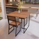 Conjunto Mesa de Jantar Quadrada 2 Cadeiras Imbuia Riviera Industrial Preto