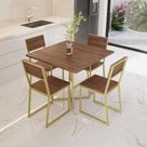 Conjunto Mesa de Jantar Quadrada 4 Cadeiras Imbuia Riviera Industrial Dourado Conjunto Mesa de Jantar Quadrada 4 Cadeiras Imbuia Riviera Industrial Dourado