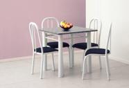 Conjunto Mesa de jantar Quadrada 80cm Jantar 04 Cadeiras tampo em Granito verdadeiro