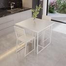 Conjunto Mesa de Jantar Quadrada Branca 2 Cadeiras Estofado Riviera Industrial Branco