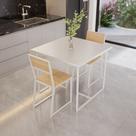 Conjunto Mesa de Jantar Quadrada Branca 2 Cadeiras Pinus Riviera Industrial Branco