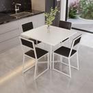 Conjunto Mesa de Jantar Quadrada Branca 4 Cadeiras Estofado Riviera Industrial Branco