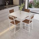 Conjunto Mesa de Jantar Quadrada Branca 4 Cadeiras Imbuia Riviera Industrial Branco