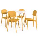 Conjunto Mesa de Jantar Quadrada Eiffel Branca 80x80cm com 4 Cadeiras Itália - Amarelo