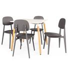 Conjunto Mesa de Jantar Quadrada Eiffel Branca 80x80cm com 4 Cadeiras Itália - Cinza