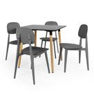 Conjunto Mesa de Jantar Quadrada Eiffel Preta 80x80cm com 4 Cadeiras Itália - Cinza