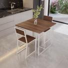 Conjunto Mesa de Jantar Quadrada Imbuia 2 Cadeiras Estofado Riviera Industrial Branco