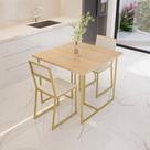 Conjunto Mesa de Jantar Quadrada Pinus 2 Cadeiras Estofado Riviera Industrial Dourado