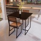 Conjunto Mesa de Jantar Quadrada Preta 2 Cadeiras Imbuia Riviera Industrial Preto