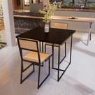 Conjunto Mesa de Jantar Quadrada Preta 2 Cadeiras Pinus Riviera Industrial Preto
