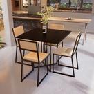 Conjunto Mesa de Jantar Quadrada Preta 4 Cadeiras Pinus Riviera Industrial Preto Conjunto Mesa de Jantar Quadrada Preta 4 Cadeiras Pinus Riviera Industrial Preto