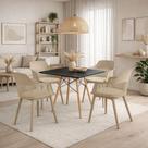 Conjunto Mesa De Jantar Quadrada Preta 90cm Com 4 Cadeiras Marcela Design Moderno E Sofisticado, Nude Conjunto Mesa De Jantar Quadrada Preta 90cm Com 4 Cadeiras Marcela Design Moderno E Sofisticado, Nude
