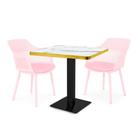 Conjunto Mesa de Jantar Quadrada Venezia 70x70cm Branca com 2 Cadeiras Estofadas Marcela - Rosa