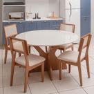 Conjunto Mesa de Jantar Redonda 1,35m com 4 Cadeiras em MDF Conjunto Mesa de Jantar Redonda 1,35m com 4 Cadeiras em MDF