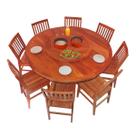 Conjunto Mesa de Jantar Redonda + 8 Cadeiras Madri Cozinha Restaurante Madeira Maciça Natural