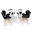 Conjunto Mesa de Jantar Redonda Amanda Branca 120cm com 6 Cadeiras Eiffel Slim - Preto