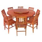 Conjunto Mesa de Jantar Redonda com Giratório em Madeira de Demolição 1,60m + 8 Cadeiras Conforto