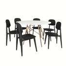 Conjunto Mesa de Jantar Redonda Eiffel Branca 100cm com 6 Cadeiras Itália - Preto Conjunto Mesa de Jantar Redonda Eiffel Branca 100cm com 6 Cadeiras Itália - Preto
