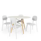 Conjunto Mesa de Jantar Redonda Eiffel Branca 120cm com 4 Cadeiras Itália - Branco