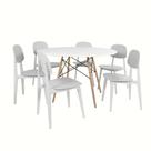 Conjunto Mesa de Jantar Redonda Eiffel Branca 120cm com 6 Cadeiras Itália - Branco