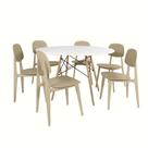 Conjunto Mesa de Jantar Redonda Eiffel Branca 120cm com 6 Cadeiras Itália - Nude Conjunto Mesa de Jantar Redonda Eiffel Branca 120cm com 6 Cadeiras Itália - Nude
