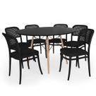 Conjunto Mesa de Jantar Redonda Eiffel Preta 120cm + 6 Cadeiras Roma - ALL BLACK