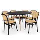 Conjunto Mesa de Jantar Redonda Eiffel Preta 120cm + 6 Cadeiras Roma - Preto