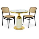 Conjunto Mesa de Jantar Redonda Imperial 70cm Branca com 2 Cadeiras Roma - Preto