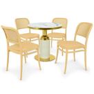 Conjunto Mesa de Jantar Redonda Imperial 70cm Branca com 4 Cadeiras Roma - Nude