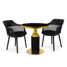 Conjunto Mesa de Jantar Redonda Imperial 70cm Preta com 2 Cadeiras Estofadas Marcela - Preto Conjunto Mesa de Jantar Redonda Imperial 70cm Preta com 2 Cadeiras Estofadas Marcela - Preto