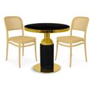 Conjunto Mesa de Jantar Redonda Imperial 70cm Preta com 2 Cadeiras Roma - Nude Conjunto Mesa de Jantar Redonda Imperial 70cm Preta com 2 Cadeiras Roma - Nude