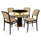 Conjunto Mesa de Jantar Redonda Imperial 70cm Preta com 4 Cadeiras Roma - Preto