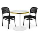 Conjunto Mesa de Jantar Redonda Majestic 70cm Branca com 2 Cadeiras Roma - ALL BLACK