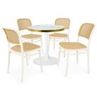 Conjunto Mesa de Jantar Redonda Majestic 70cm Branca com 4 Cadeiras Roma - Branco