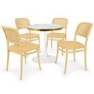Conjunto Mesa de Jantar Redonda Majestic 70cm Branca com 4 Cadeiras Roma - Nude