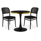 Conjunto Mesa de Jantar Redonda Majestic 70cm Preta com 2 Cadeiras Roma - ALL BLACK
