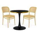 Conjunto Mesa de Jantar Redonda Majestic 70cm Preta com 2 Cadeiras Roma - Nude