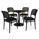 Conjunto Mesa de Jantar Redonda Majestic 70cm Preta com 4 Cadeiras Roma - ALL BLACK