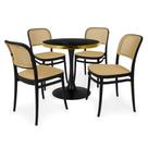 Conjunto Mesa de Jantar Redonda Majestic 70cm Preta com 4 Cadeiras Roma - Preto
